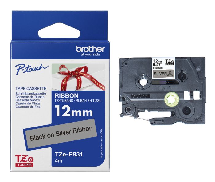 Brother TZE-R931 Black On Silver Non- Adhesive Ribbon Tape Cassette 12mm x 4m