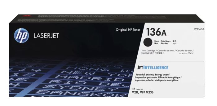 Genuine HP 136A Black Toner Cartridge - (W1360A)
