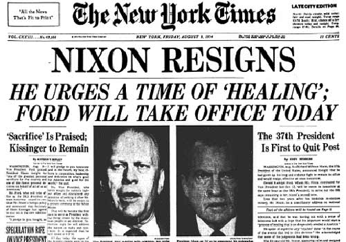 The New York Times - Nixon Resigns