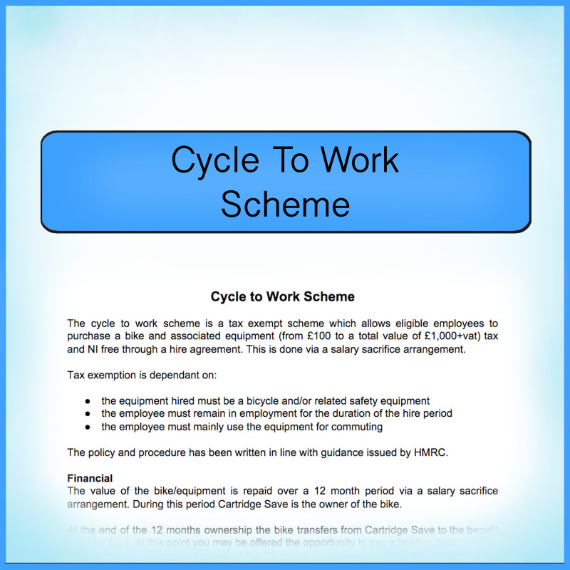 Download free of charge and tweak to your individual specification - Cycle to Work Scheme
