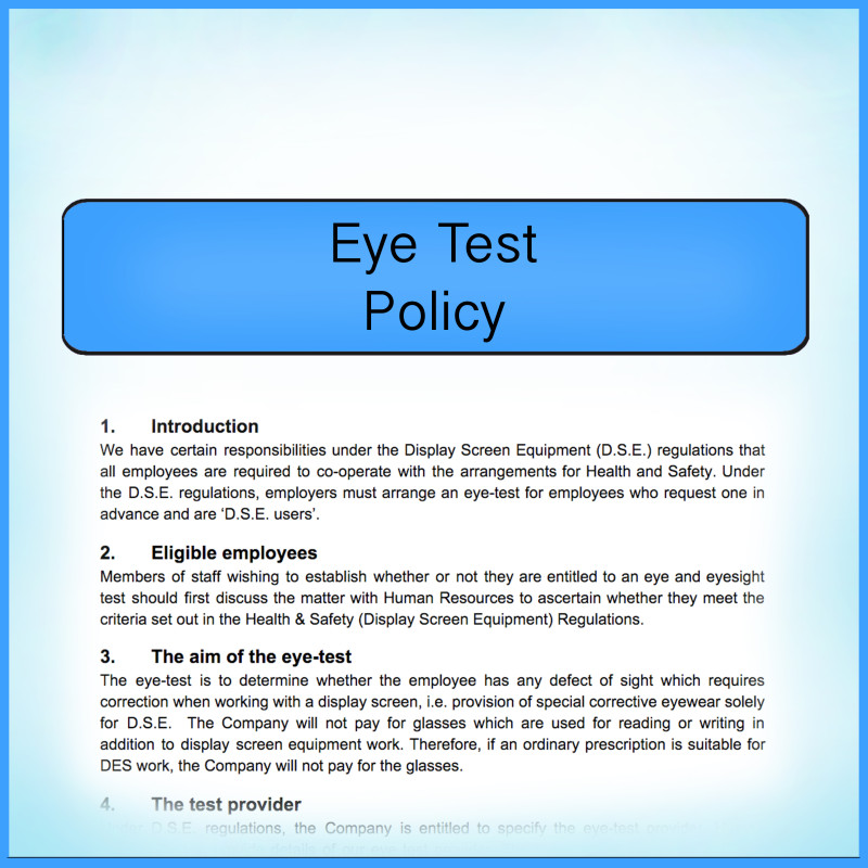 Download and print out this template on your approach to eye tests for employees
