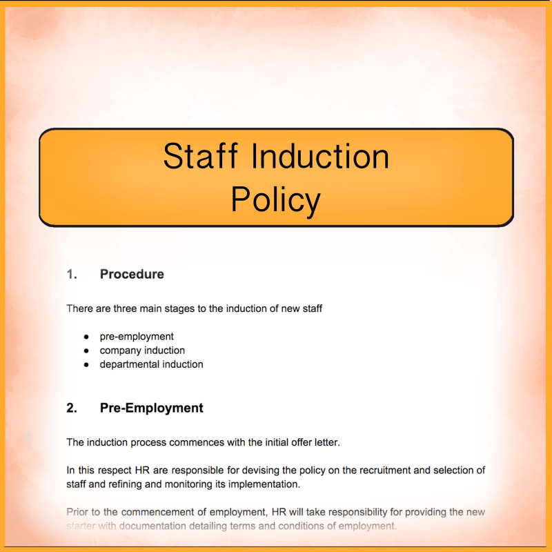 Staff Induction Policy - new starter checklist