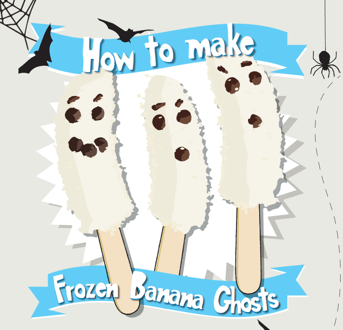 Make a spooky Halloween Treat - frozen banana ghosts