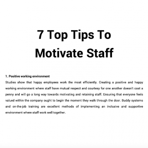 7 Top Tips To Motivate Staff