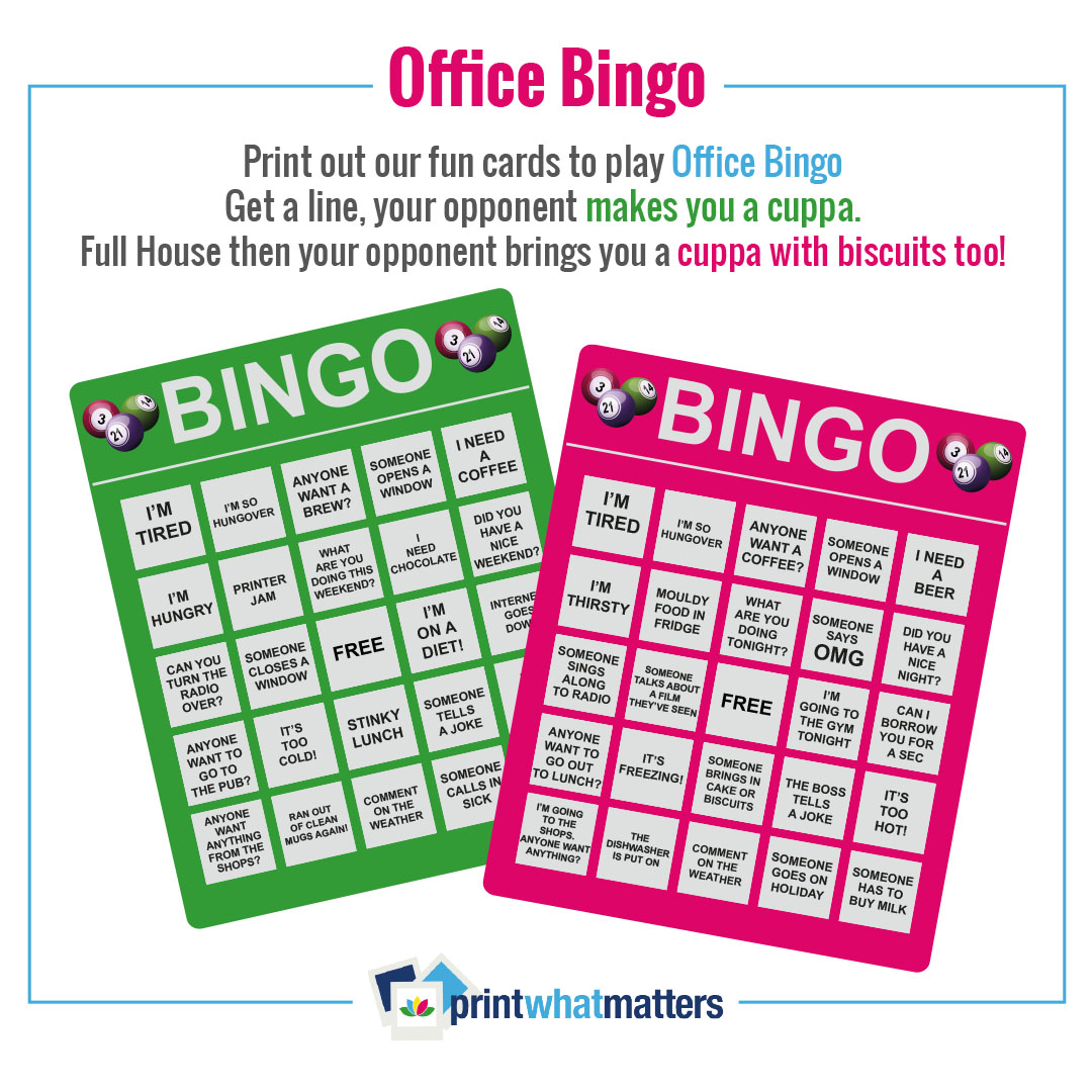 Office Bingo Print what matters