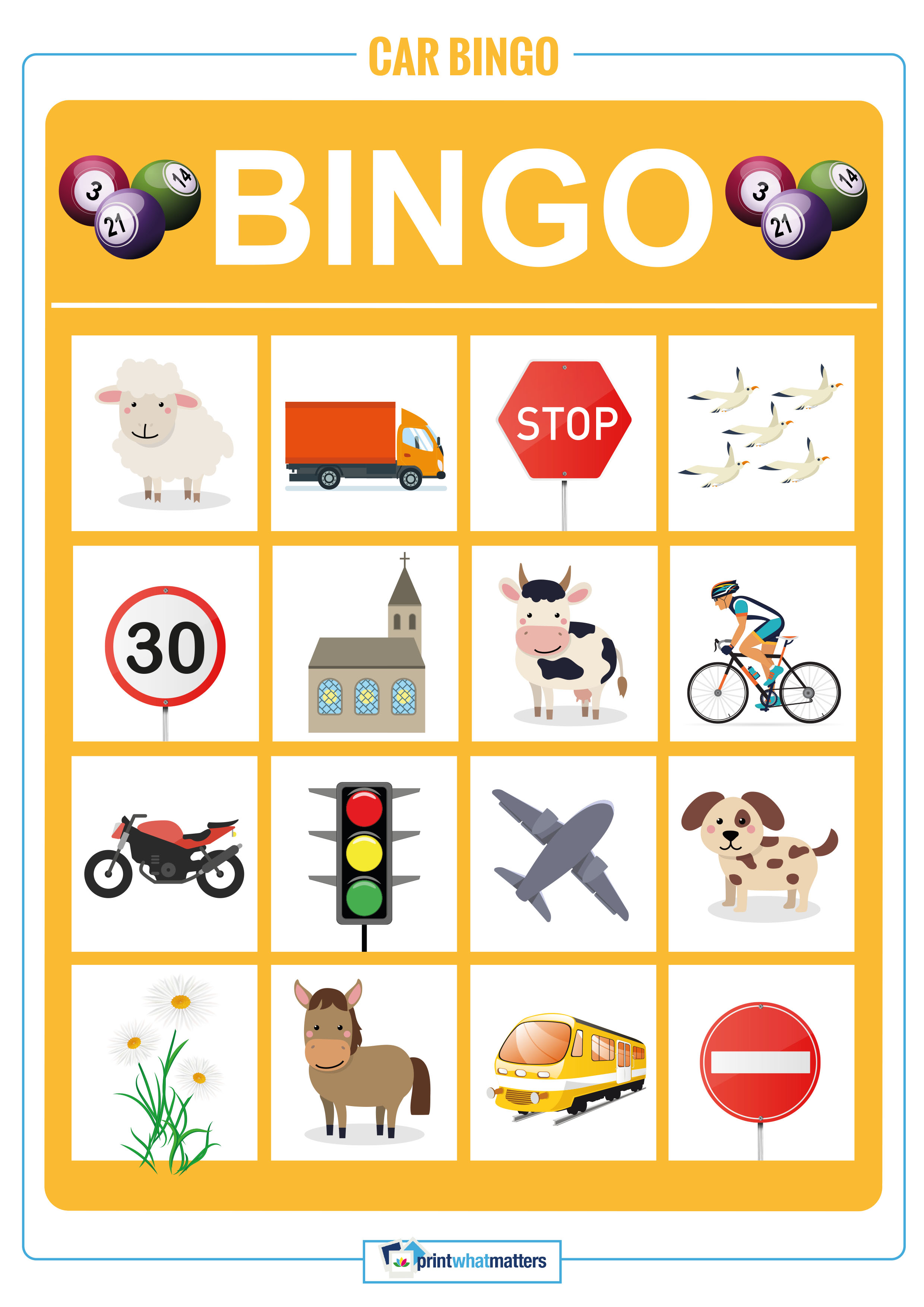 Free Printable Car Bingo